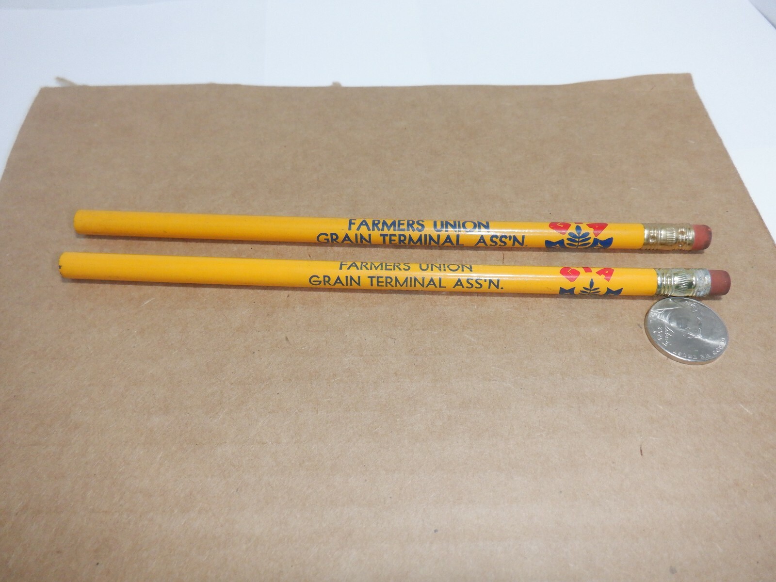 VINTAGE FARMERS UNION GRAIN TERMINAL ASS&rsquo;N GTA PENCILS DIFFERENT UNSHARPENED NOS