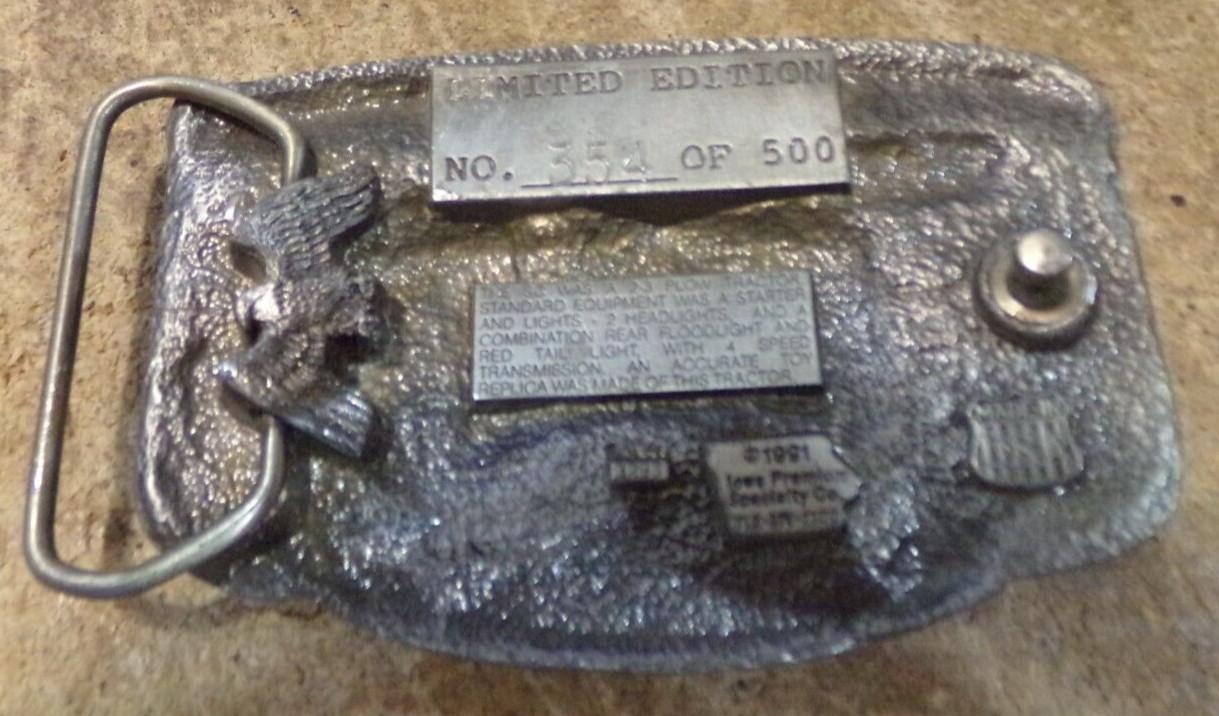 1991 pewter #354/500 farm toy collector case tractor belt buckle nice used