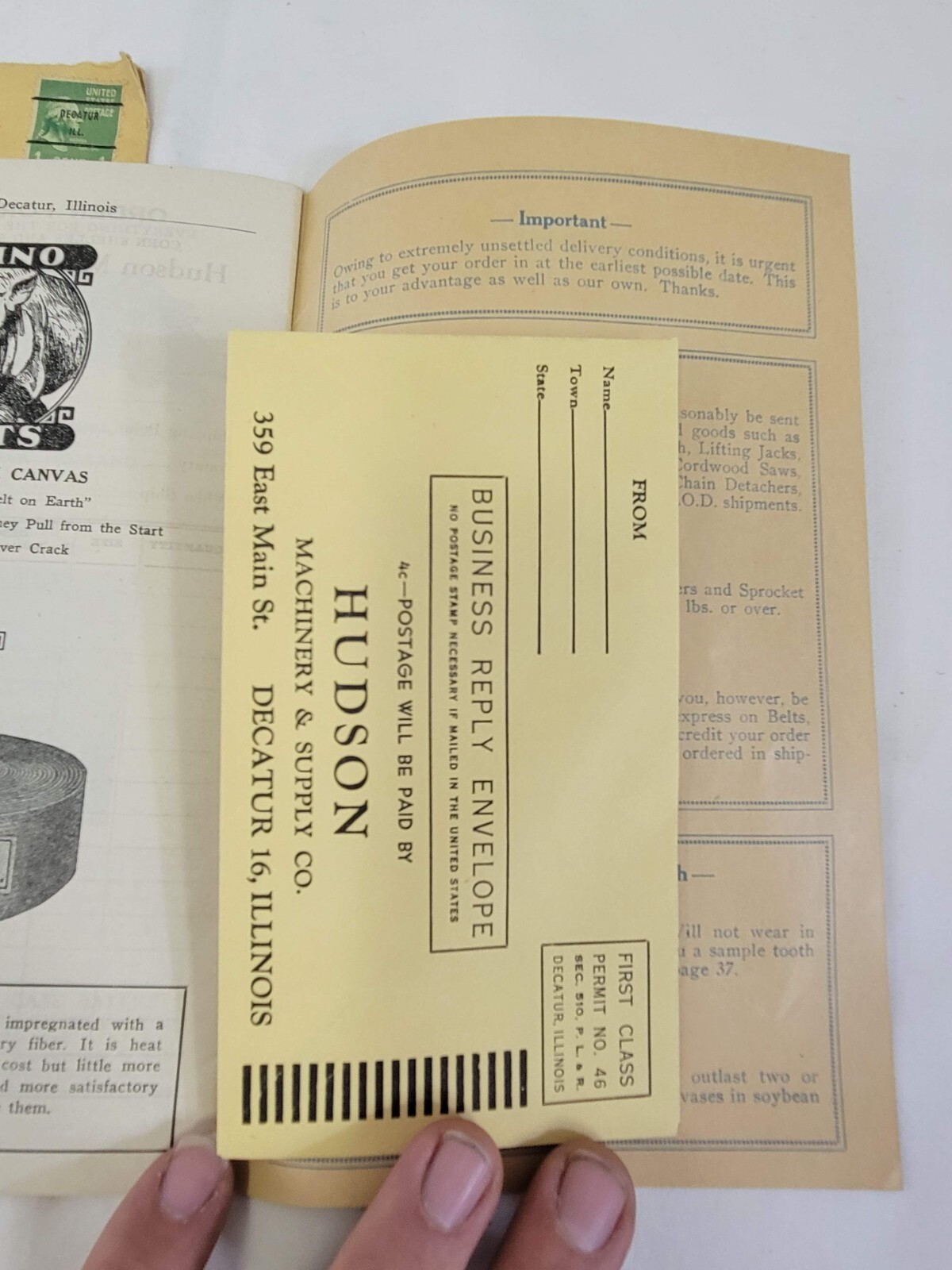 1947 Hudson FARM MACHINERY Thresher CATALOG Vintage Advertising DECATUR Illinois