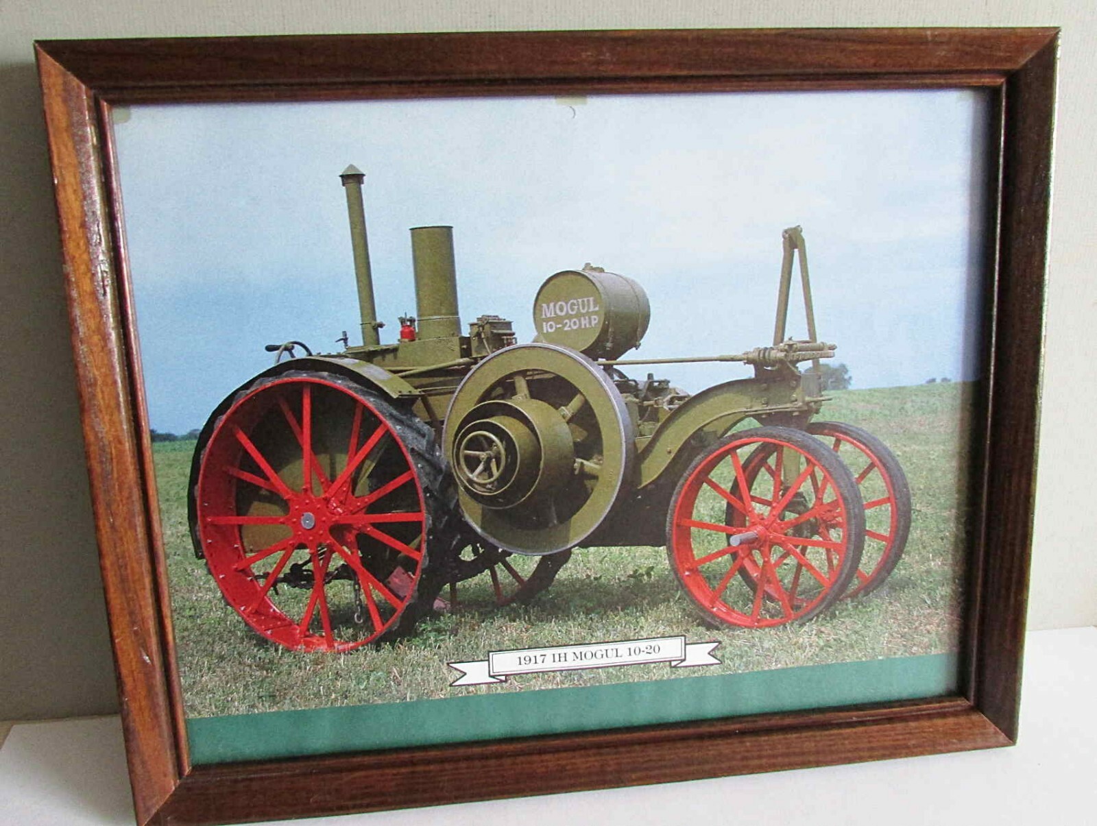 Wood Framed 1917 IH MOGUL Tractor Calendar Print w Glass 15.25×12.25&Prime; FREE SH