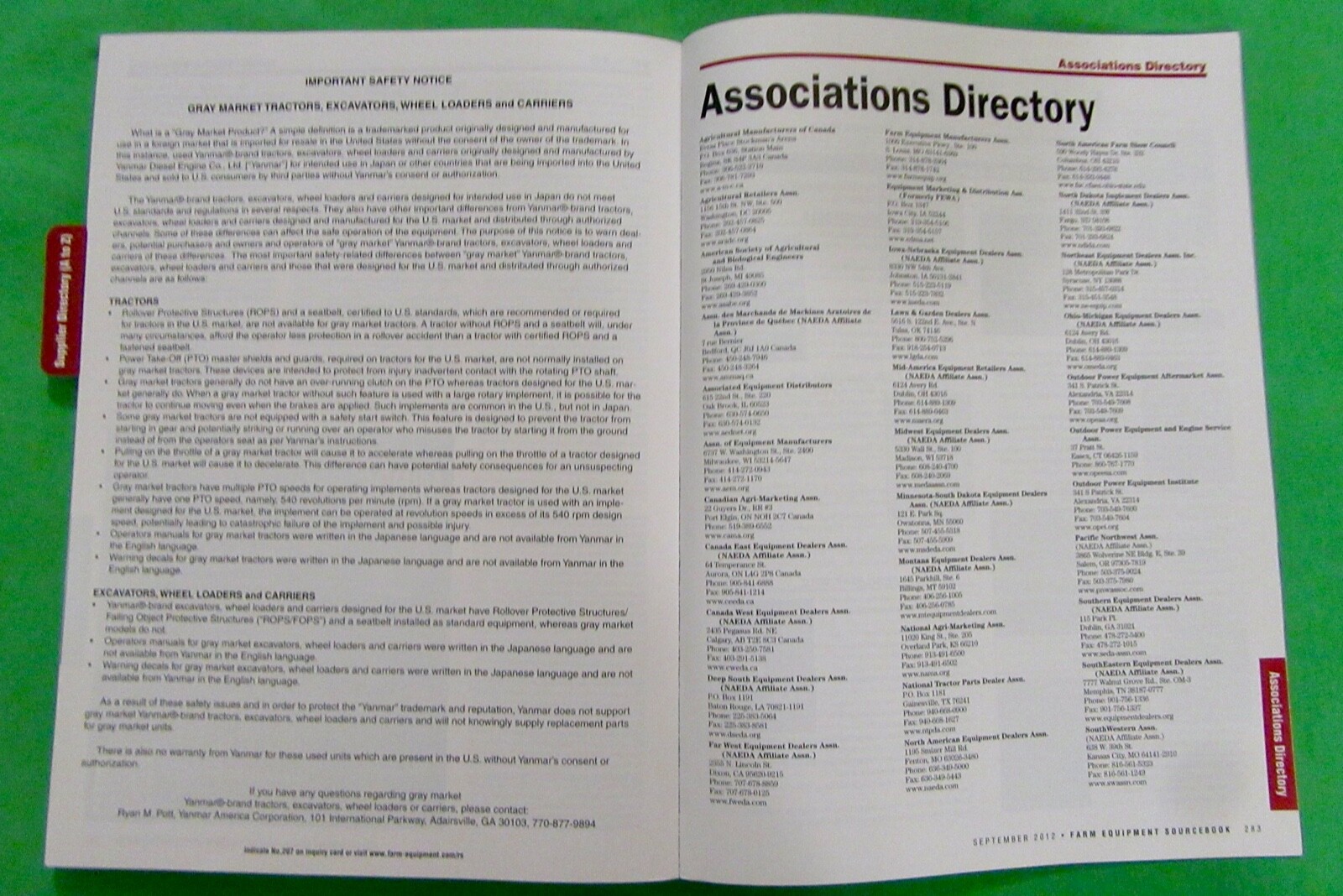 Farm Equipment Sourcebook 2013 ( September 2012) 9 Directories & 289 pages