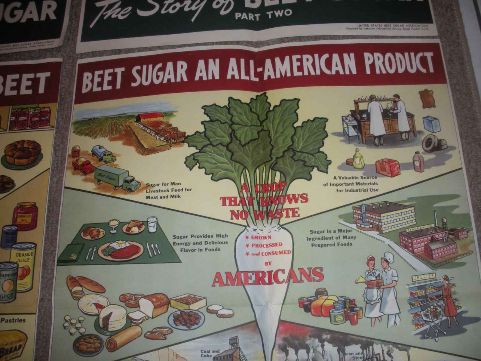 Rare Vintage 1950&rsquo;s? Extracting STORY Beet Sugar food Factory COMPLETE SET OF 4