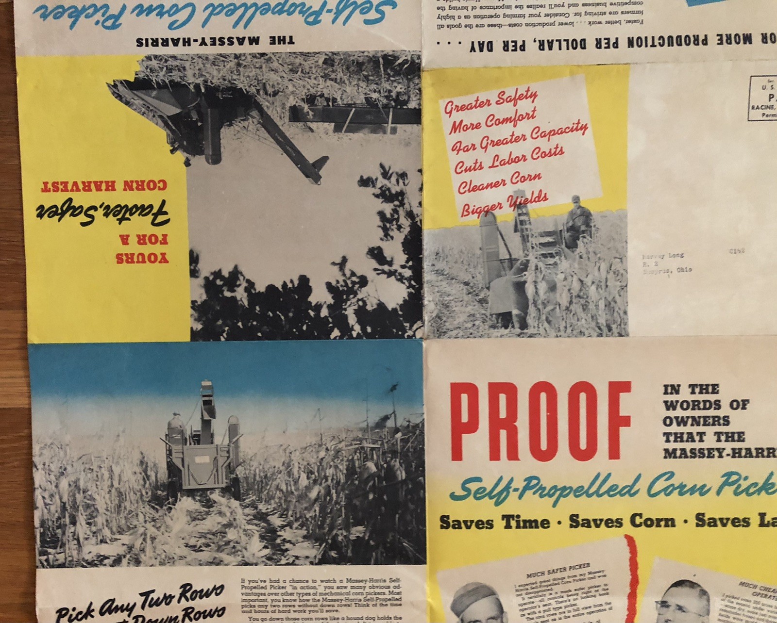 Vintage Massey Harris Self Propelled Corn Picker Dealer Brochure Poster