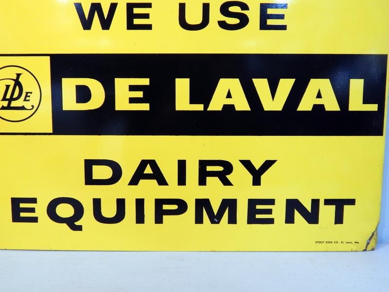 Vtg NOS ORIGINAL DeLaval Dairy Equipment 18&Prime; x 12&Prime; Tin Sign Stout Sign Co MO.