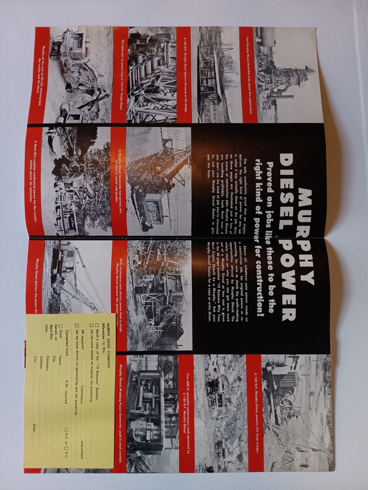 Vintage Murphy Diesel Sales Mailer Advertising Power Units, Generators