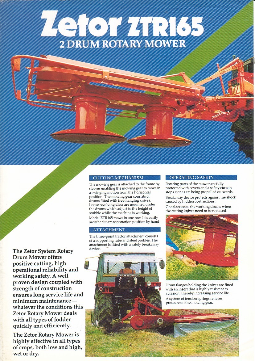 Farm Equipment Brochure – Zetor – ZTR165 ZTR166 – Drum Rotary Mower (F2013)