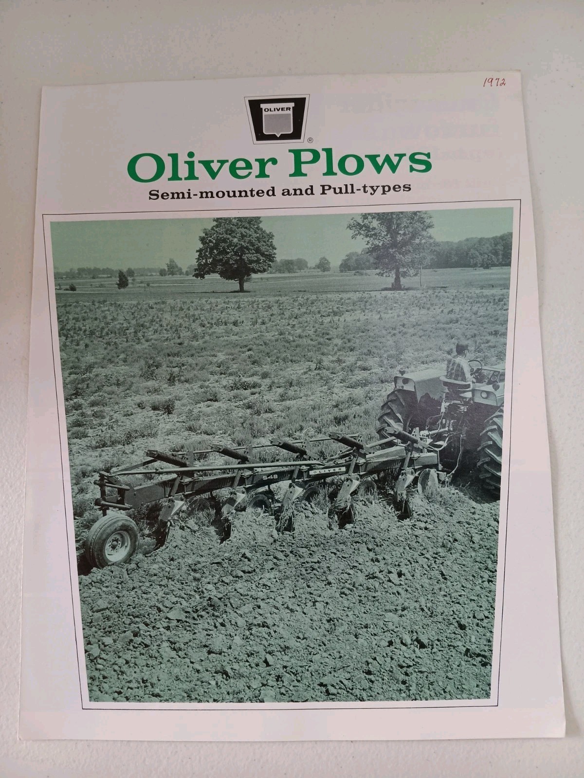Oliver Plows Semi-Mounted & Pull Types Tractor Dealers Sales Brochure 1972