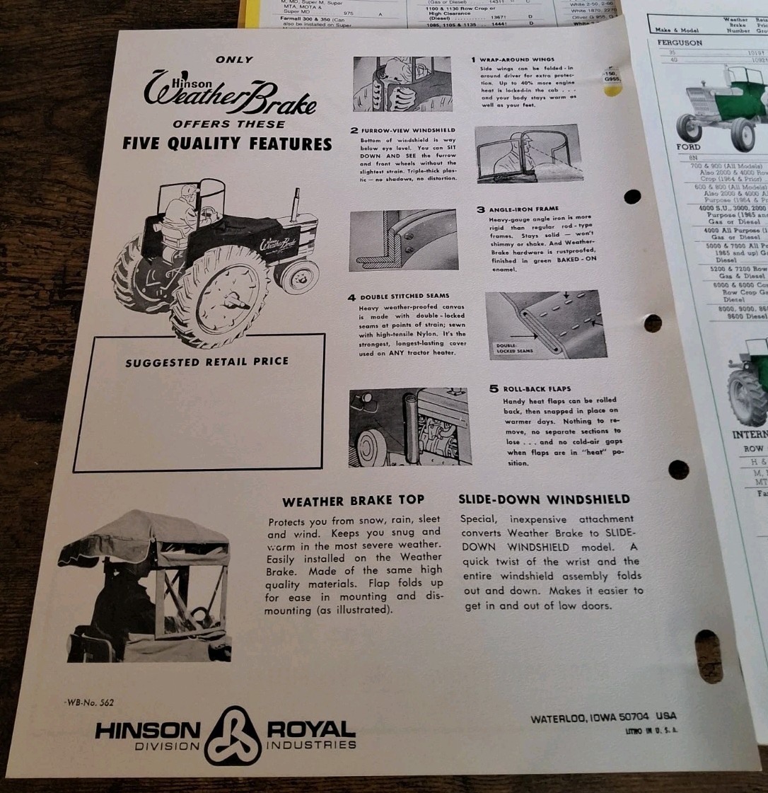 Hinson Weather Brake Tractor Heater Brochures And Price List