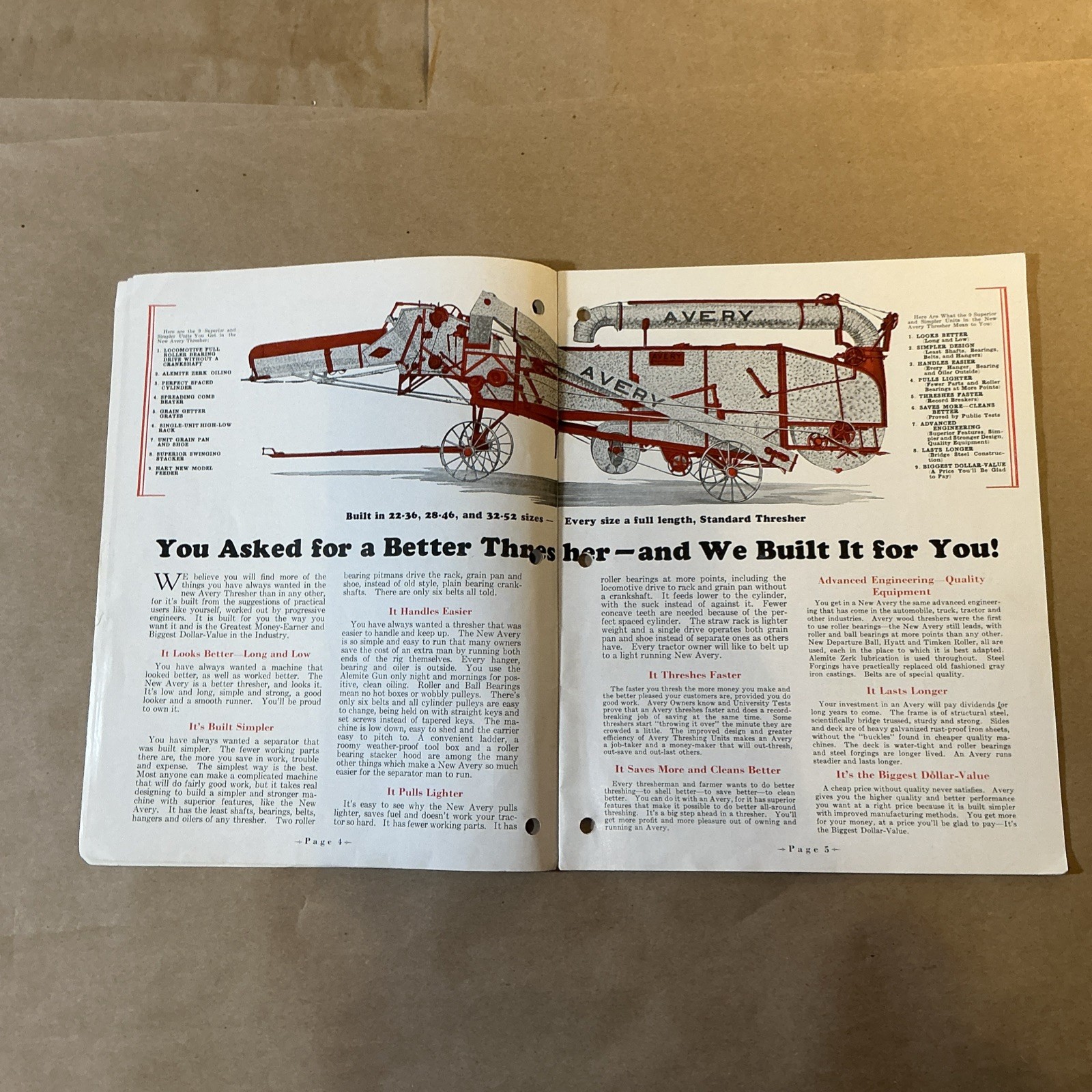 Vintage Original Threshers Catalog Avery Power Machinery Co. As Is INV-P1059