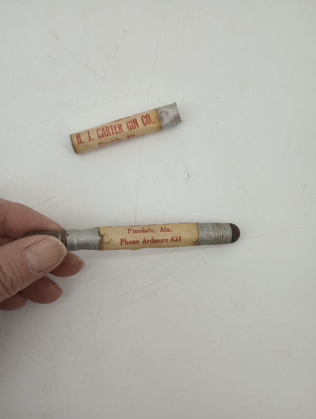Vtg Rare Bullet Pen H.J. Carter Cotton Gin Advertising Pinedale Alabama. Read