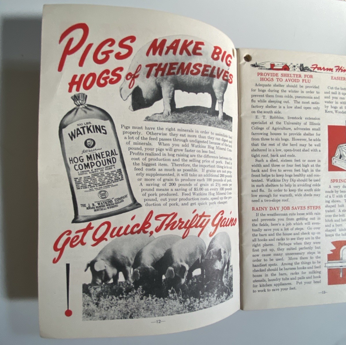 1947 Watkins Almanac Farm Hints Moon Phases Farming Techniques Planting Crops PB