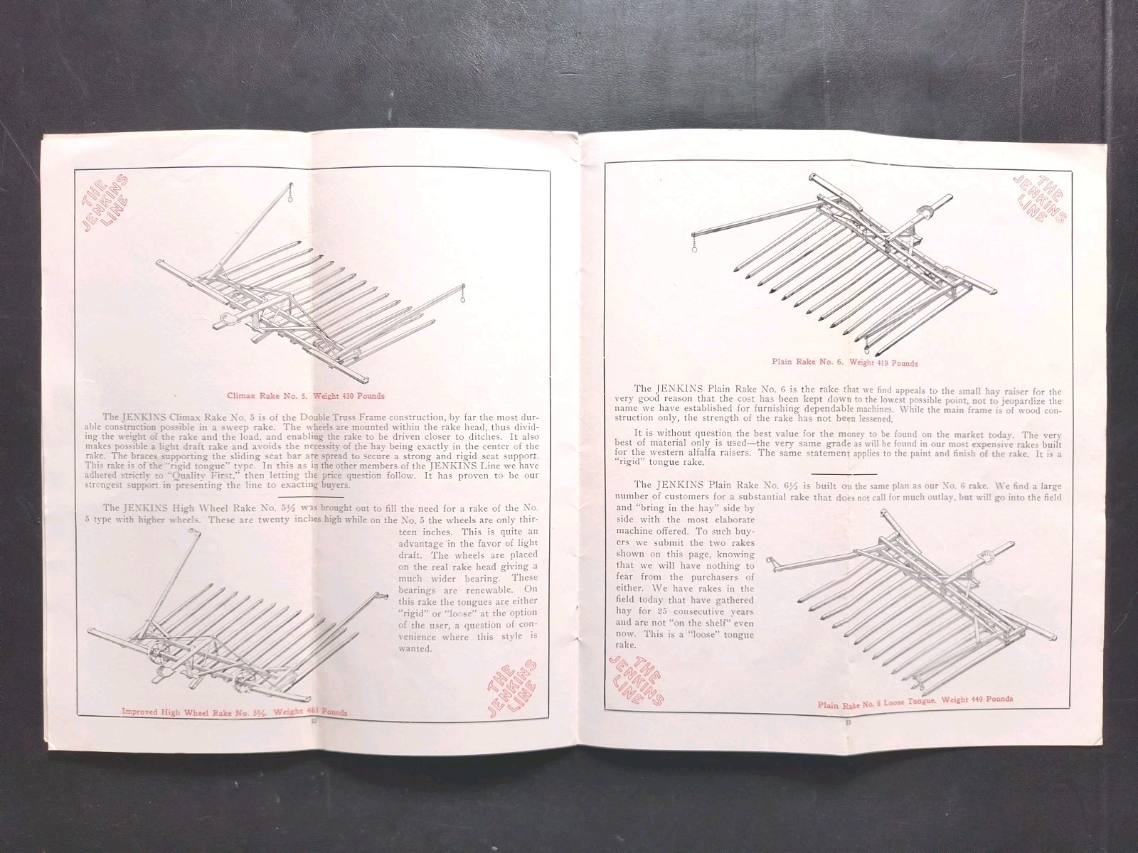1910s Jenkins Hay Rake Moline NB Farm Dealer Sales Brochure Advertising