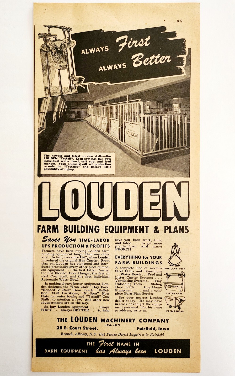 1947 Louden Farm Equipment Iowa Store Advertisement Farming Retail DWNN18