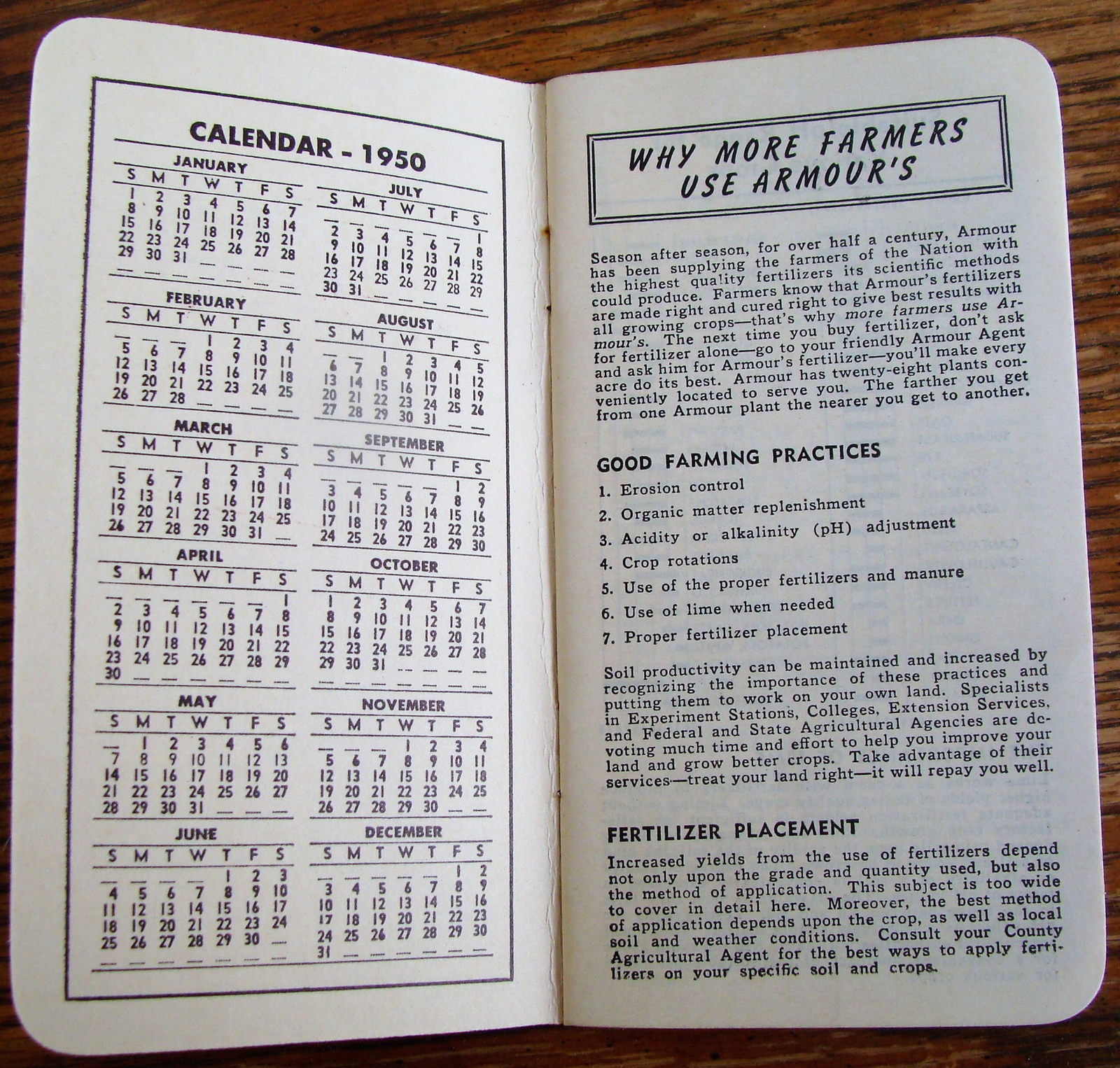 NOS 1950 Armour&rsquo;s Big Crop Fertilizers Pocket Memo Book 8pgs Useful Information