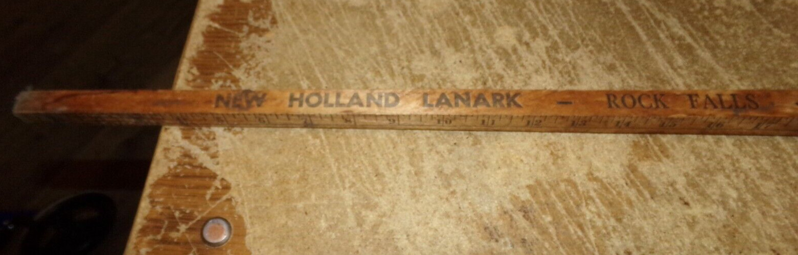 vintage new holland lanark-rock falls square wood yardstick good used