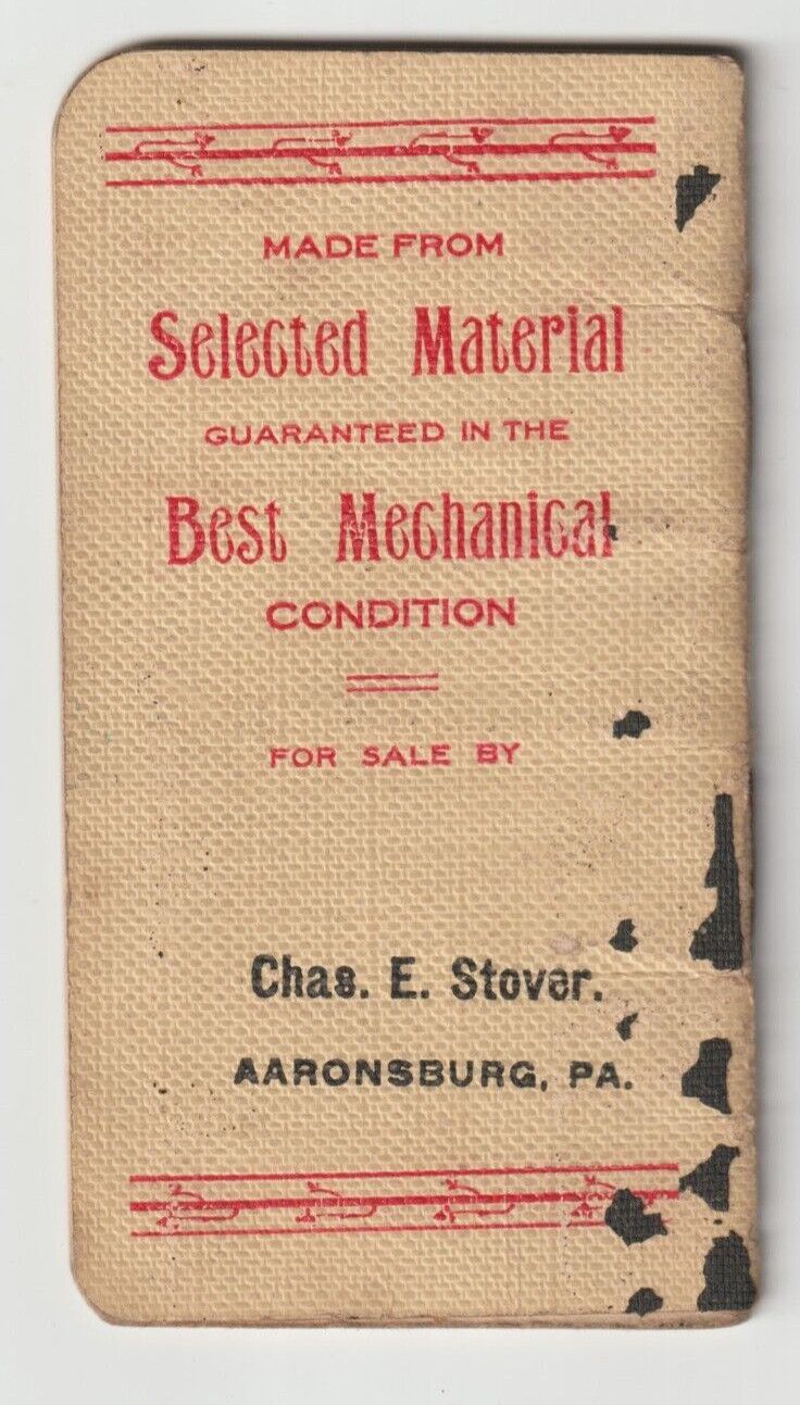 Aaronsburg PA , Chas E. Stover , Patapsco Guano ( Bat Poop ) Note Book 1920s