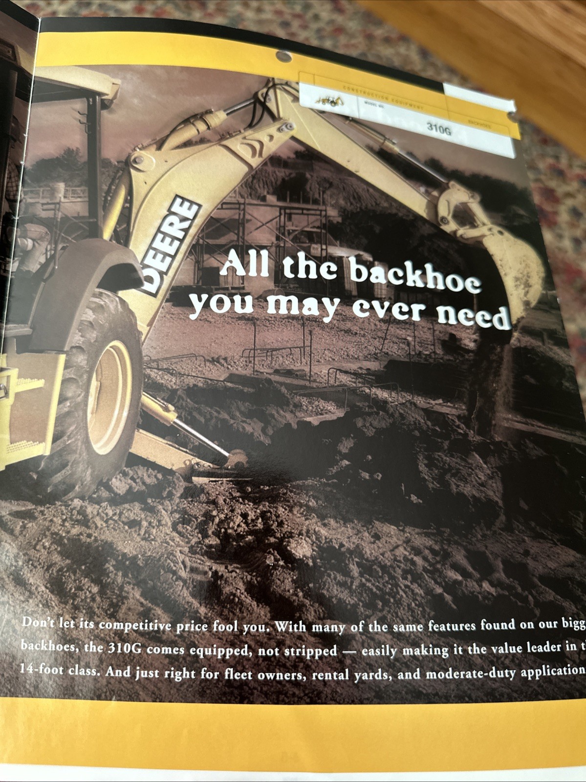 John Deere 310G 310SG 410G Backhoe Construction Diagrams Sales Brochure 04-04