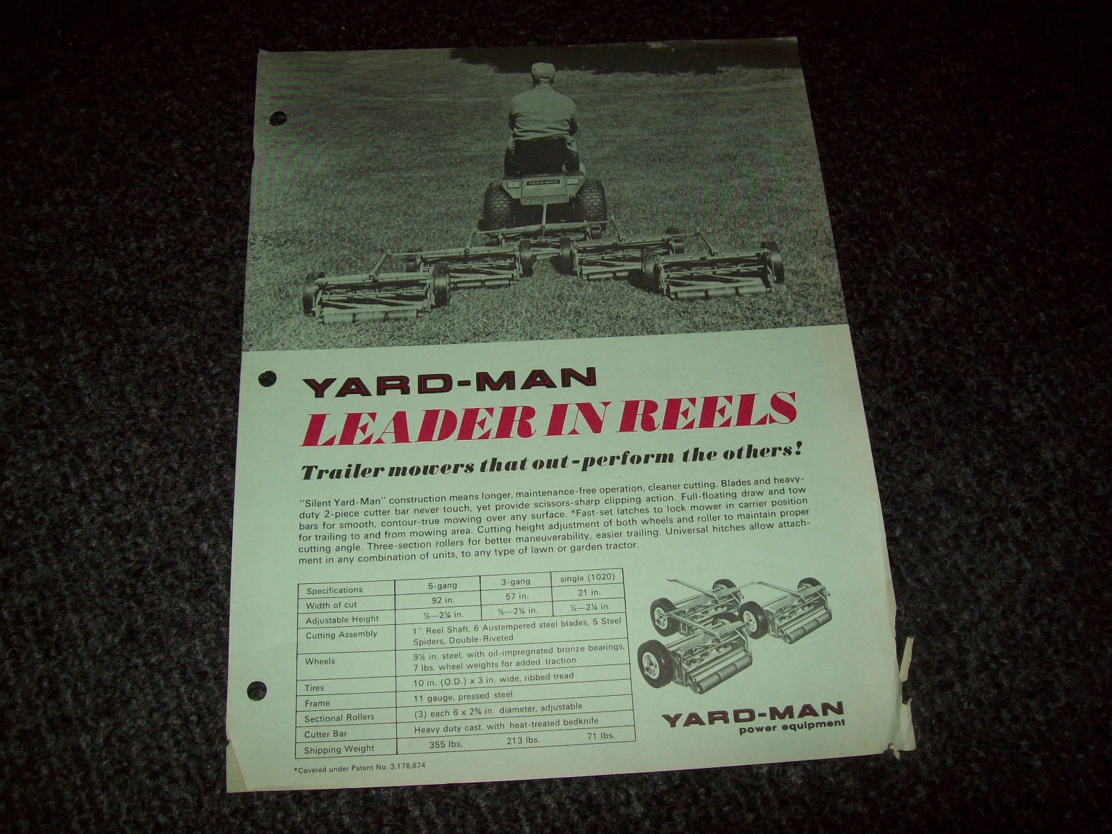 YARD MAN TRAILER MOWER REELS BROCHURE LITERATURE ADVERTISING