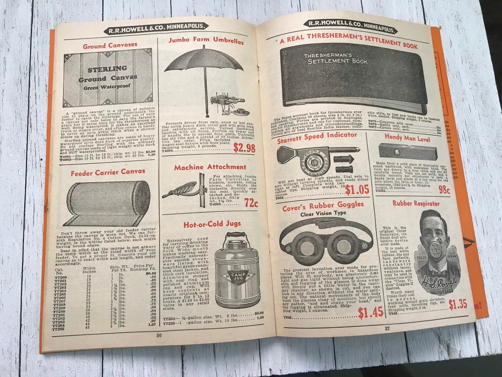 1938 R. R. Howell & Co. Thresher And Power Farming Supplies, Sawmill Catalog