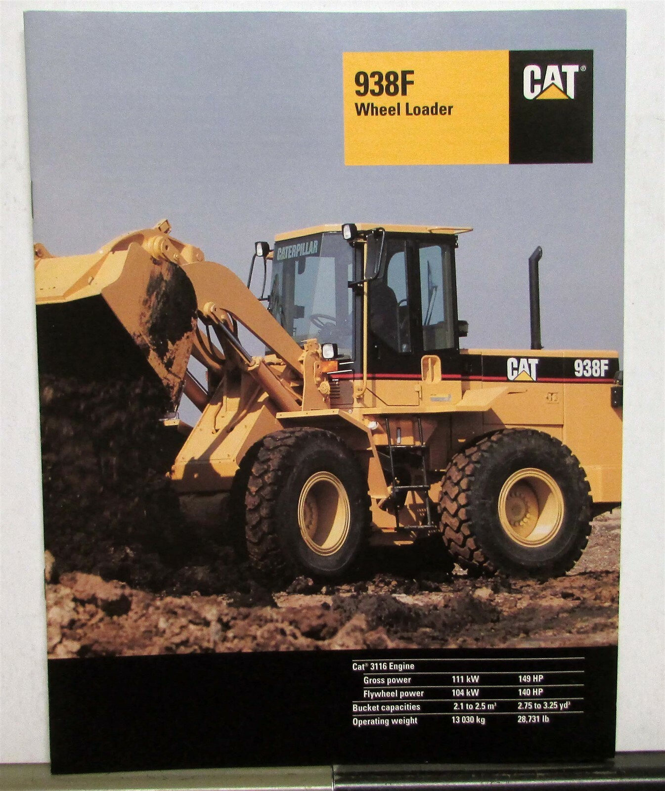 1995 Caterpillar 938F Wheel Loader Specifications Construction Sale Brochure