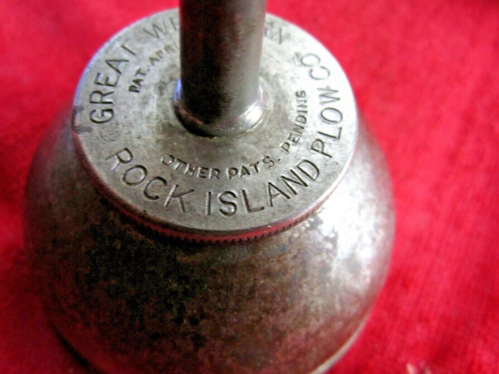 1908 GREAT WESTERN ROCK ISLAND PLOW Co. ILLINOIS, THUMB OILER OIL CAN