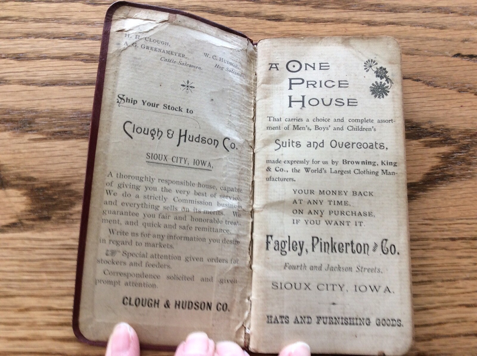 1897 Clough & Hudson Livestock Commission Room 2 Building Sioux City Iowa