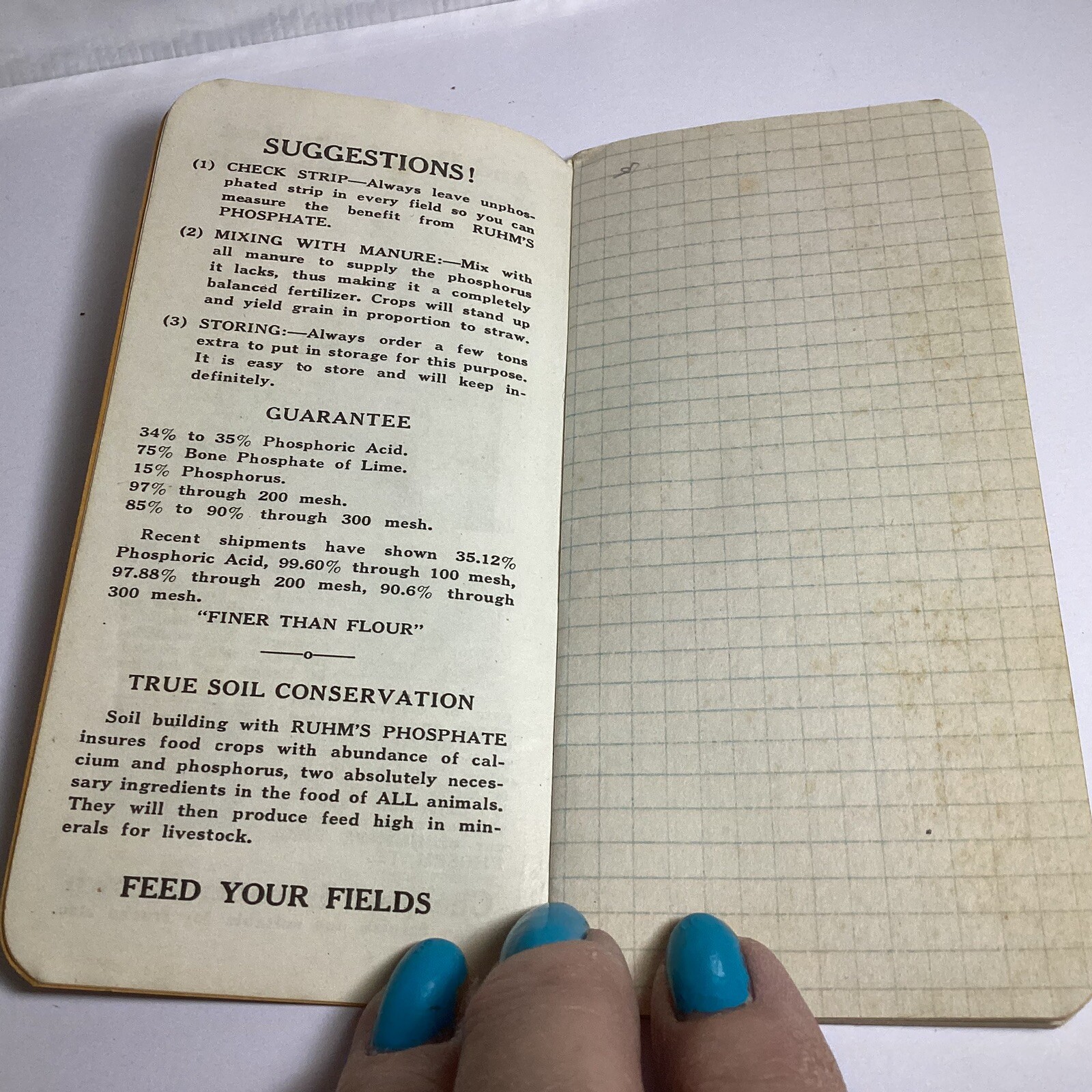 1938 FARM POCKET NOTEBOOK HOW TO INCREASE FARM PROFITS RUHM PHOSPHATE CO TN