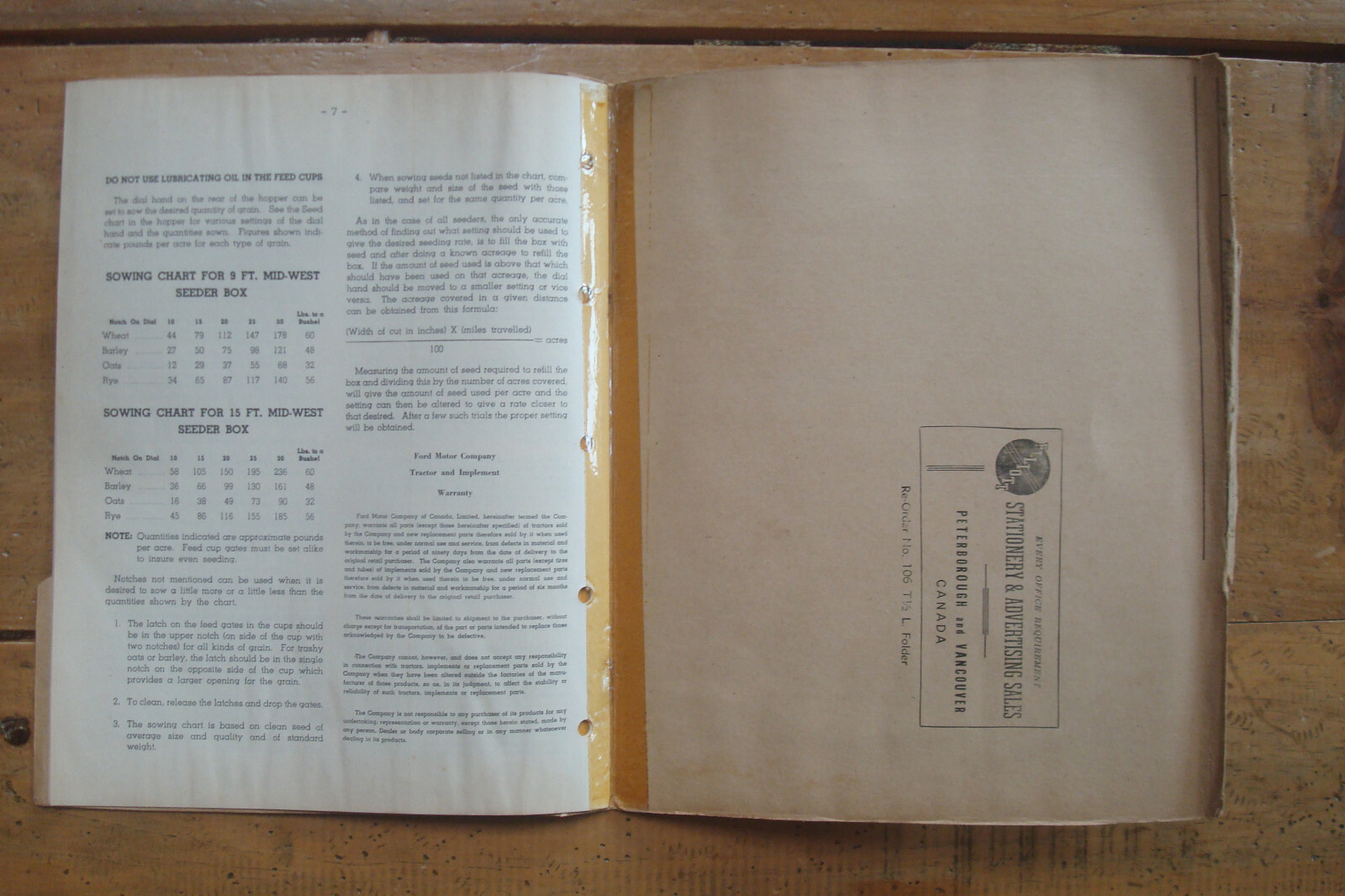 1951 Mid-West One-Way Equipment For Fordson Major Tractor Operating Instructions