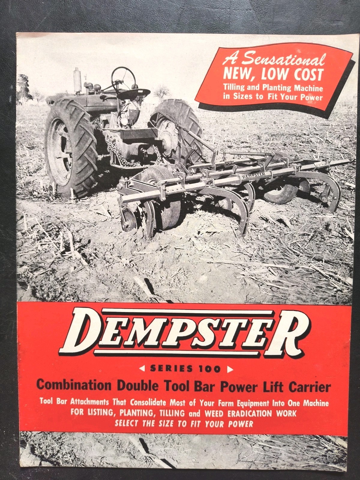 1930s Dempster Tractor Tool Bar Power Lift Carrier Brochure Farm Farming…