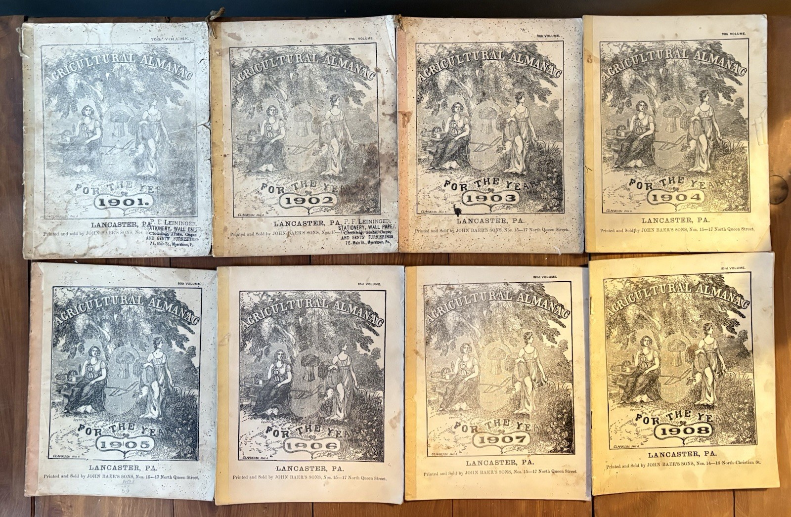 Lot Of 23 John Baer&rsquo;s Agricultural Almanac Lancaster, PA Antique! 1900’s