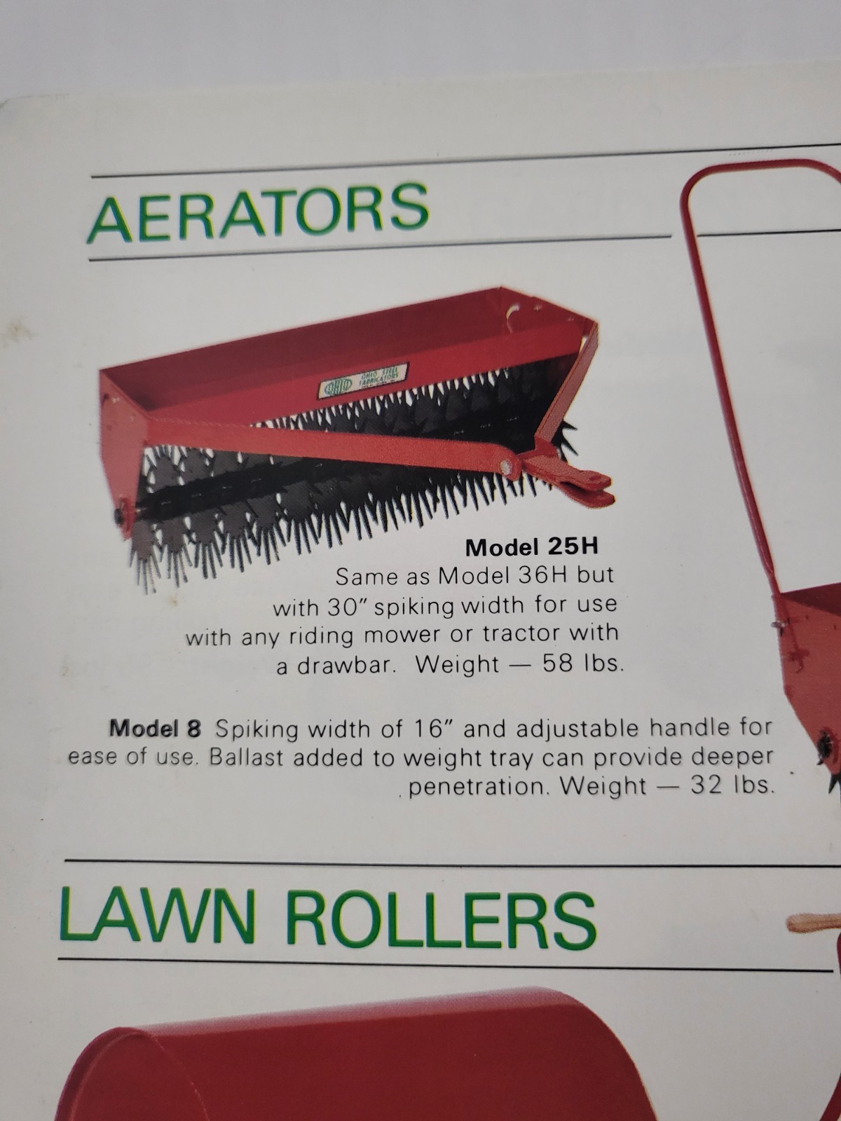 1980s Equipment BROCHURE Ohio Steel Fabricators Carts Aerator Rollers Plow Disc