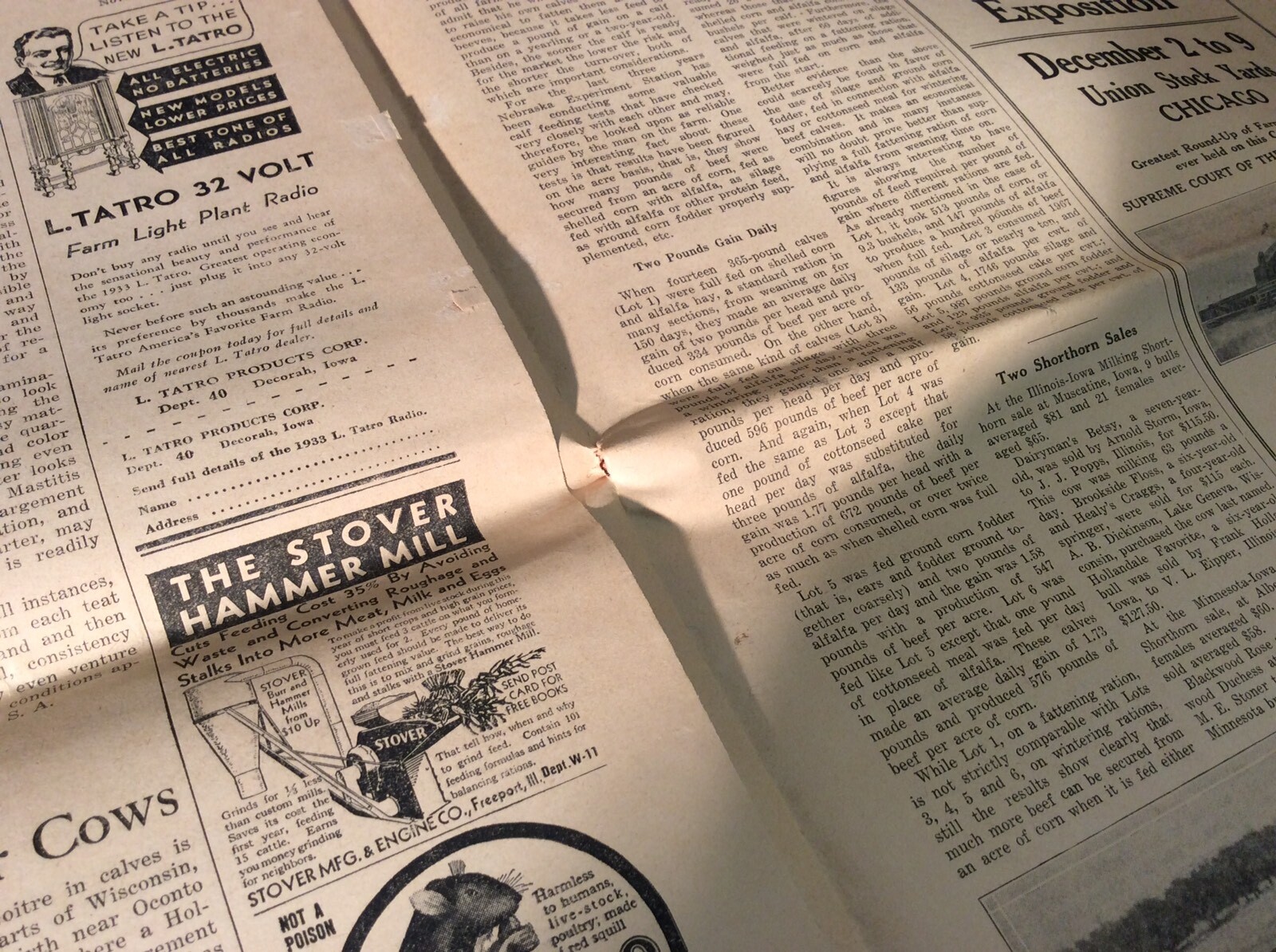 Antique “Wisconsin Agriculturist And Farmer” Newspaper 1933 Interesting Read C9