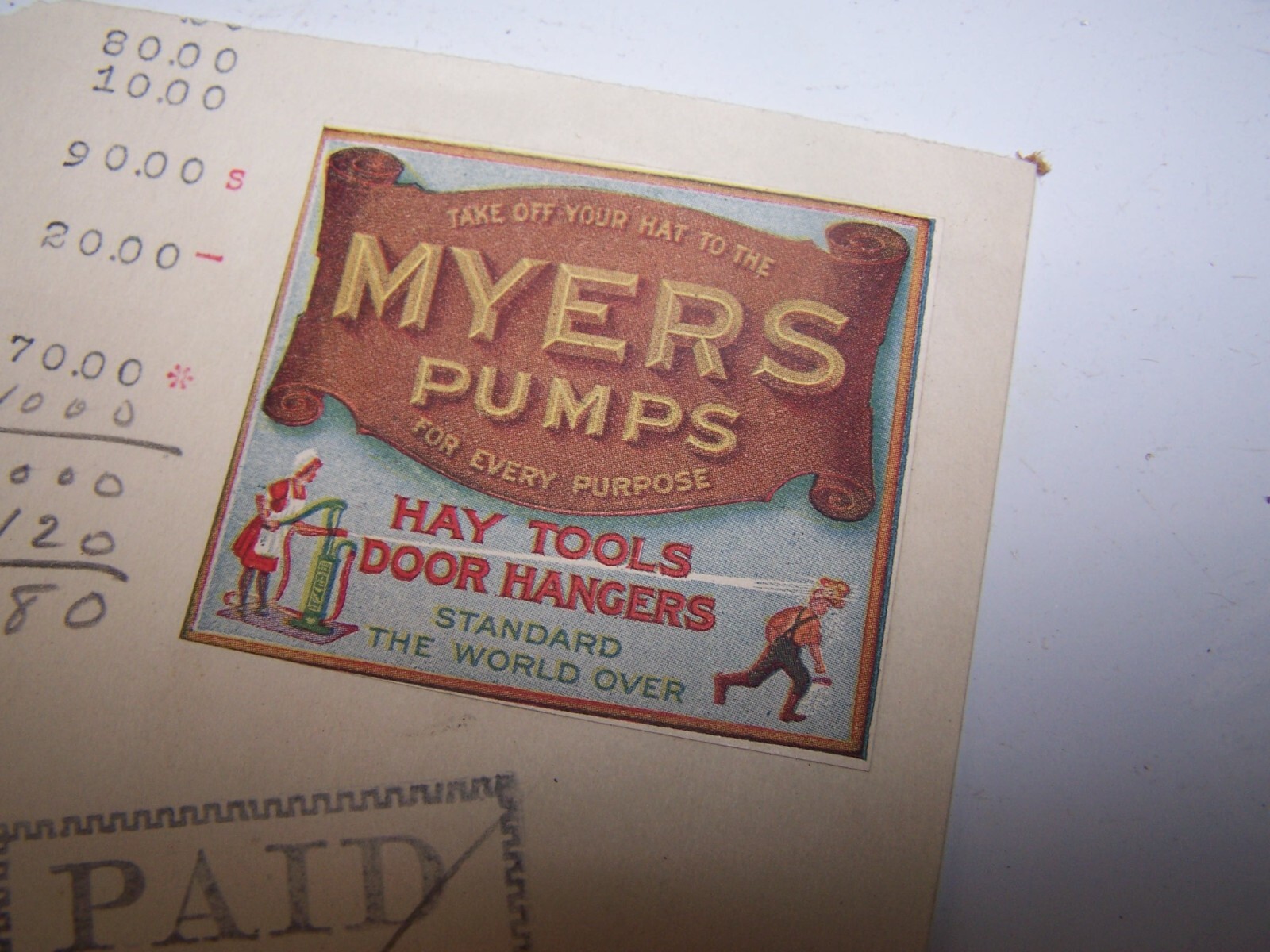 1929 MYERS PUMPS Receipt