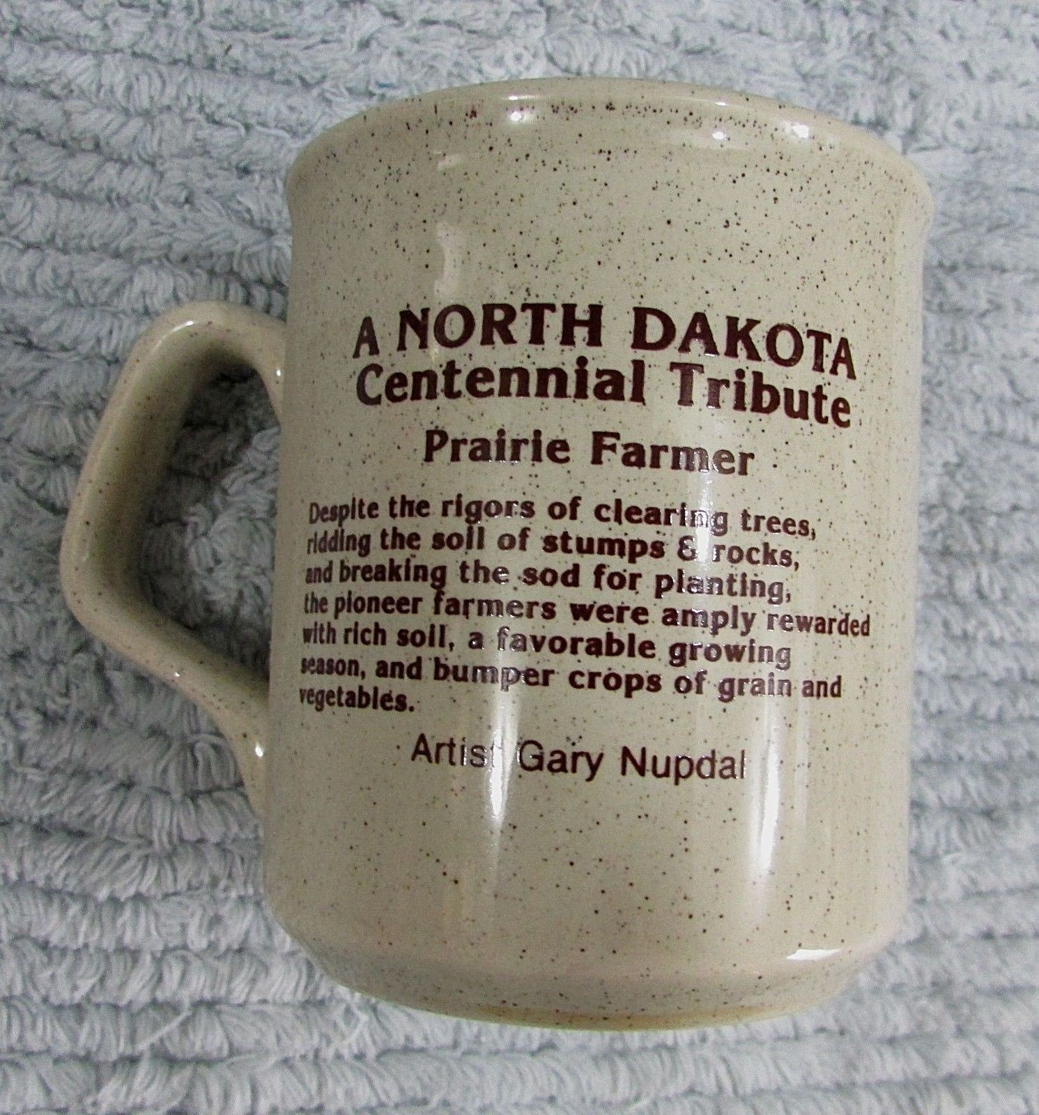 Vintage 1980s North Dakota Prairie Farmer Plowing Gary Nupdal Art Coffee Mug