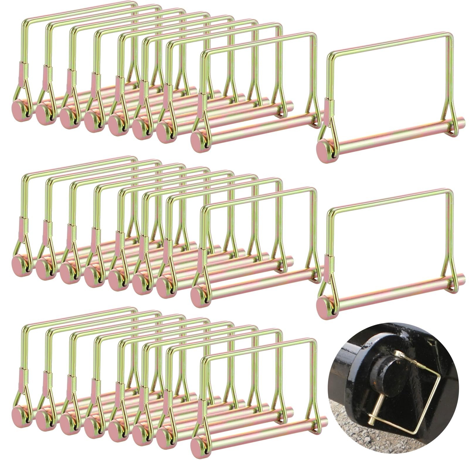 30pc Heavy Duty Trailer Coupler Pin 1/4&Prime; Square Wire Lock Safety Pin