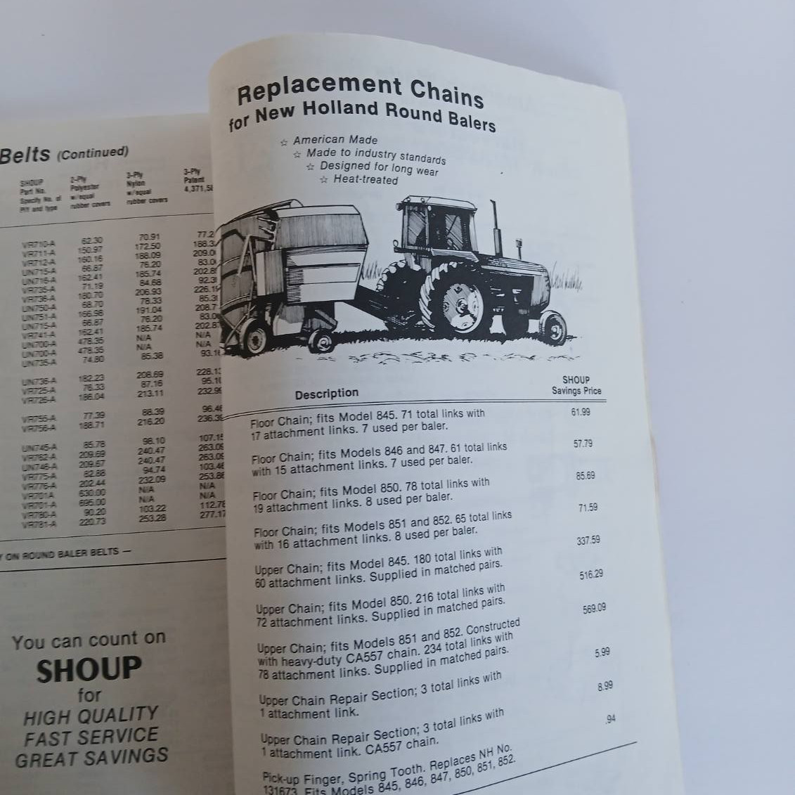 Shoup Manufacturing Company Fall 1986 Catalog Tractor Parts Kankakee IL. Farming