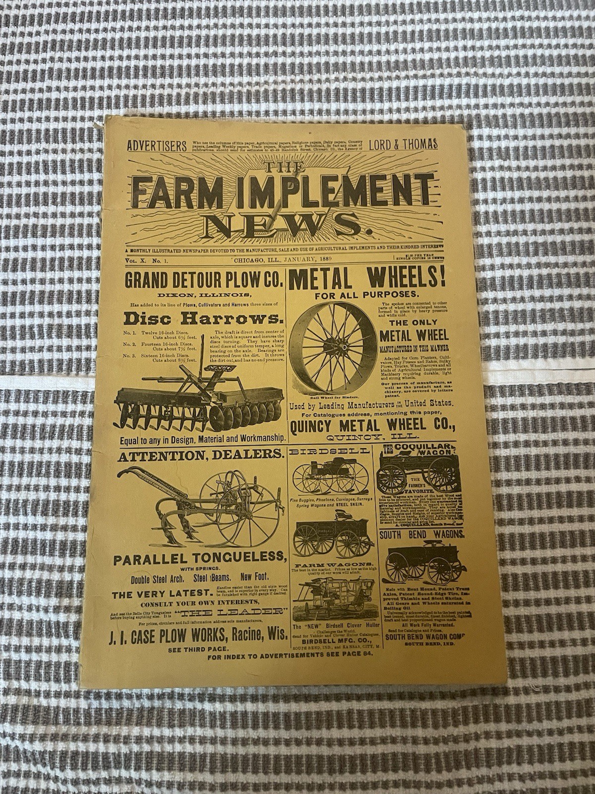The Farm Implement News. Vo1 Jan 1889 Reprinted In 1969