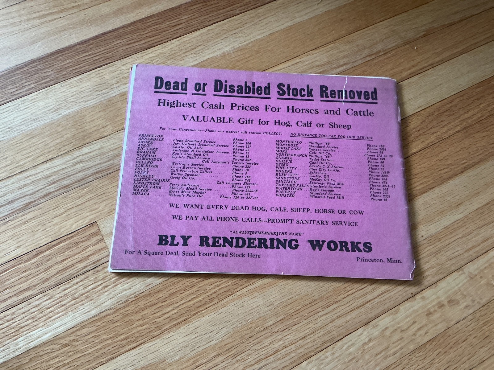 1951 Farm Acct. Record Book – Bly Rendering Works – Princeton, Minnesota