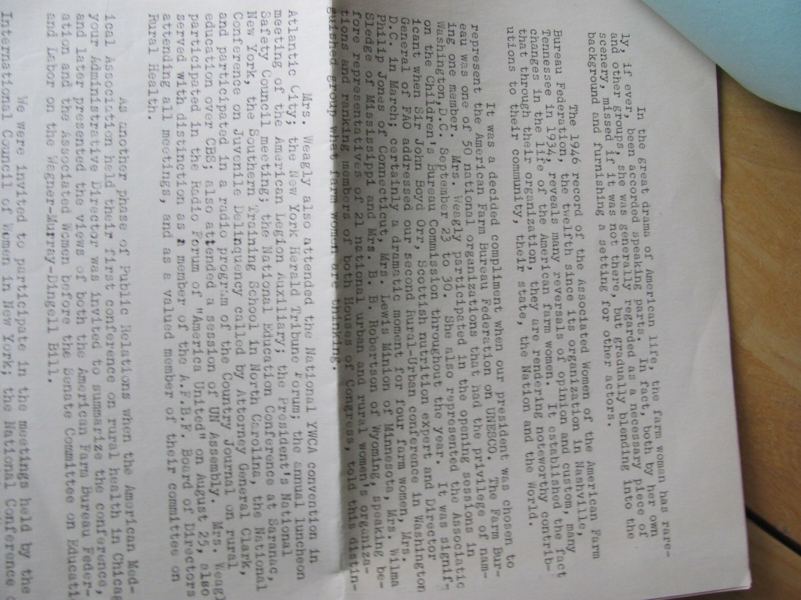 1946 WOMEN OF AMERICAN FARM BUREAU CONVENTION PROGRAM SAN FRANCISCO & REPORT