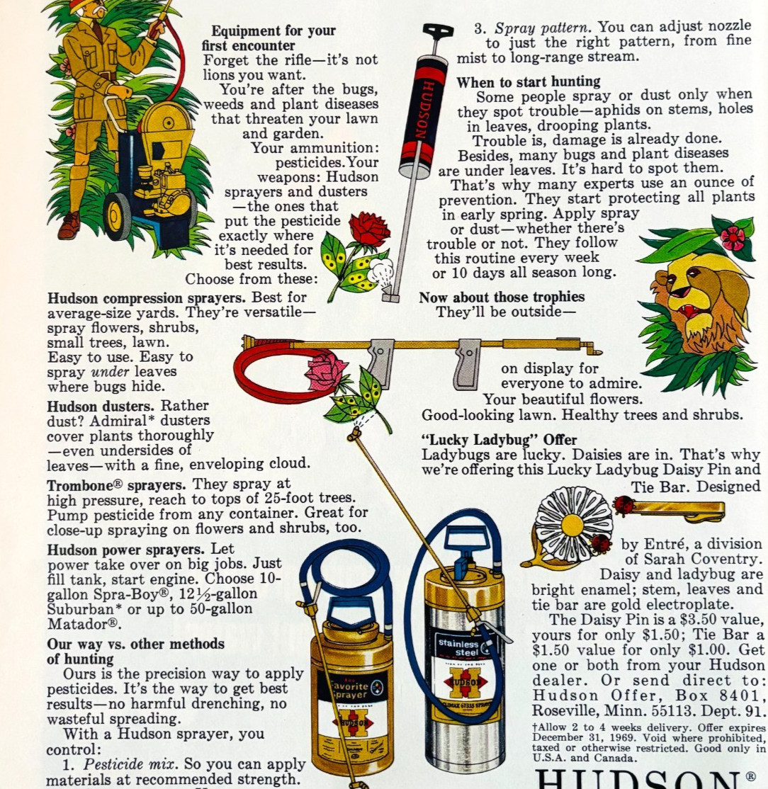 1969 Hudson Insect Sprayers Duster Advertisement Agriculture Pest Vintage DWW10C