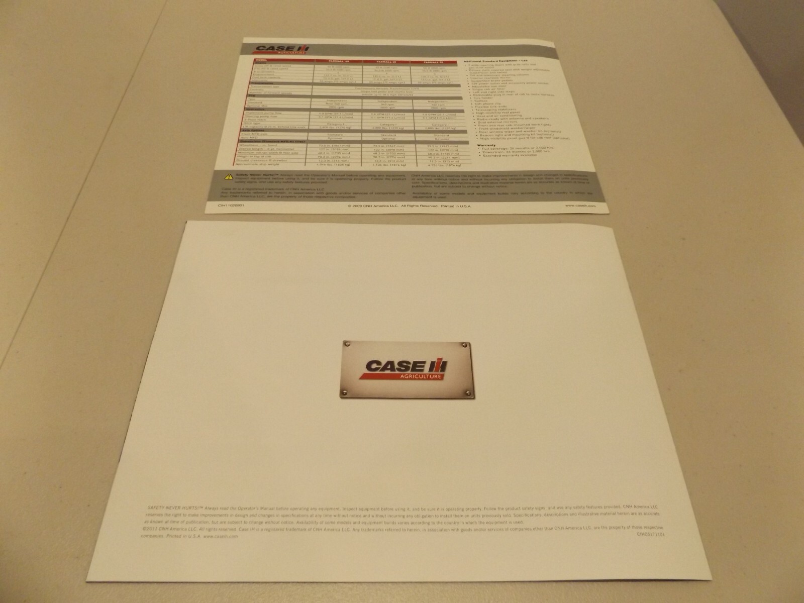 2-pc. CASE-IH FARMALL TRACTORS, LIT # CIH11020901 2009, CIH05171101 2011