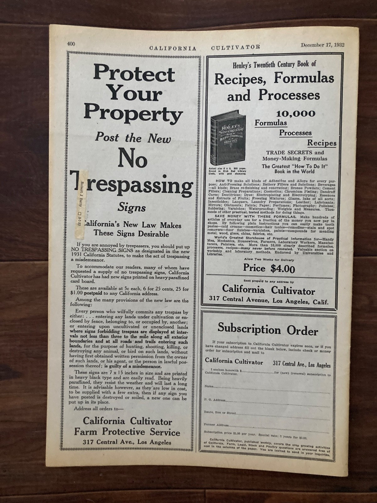 California Cultivator Agricultural Newspaper 1932 Biweekly Lot of 19 VHTF