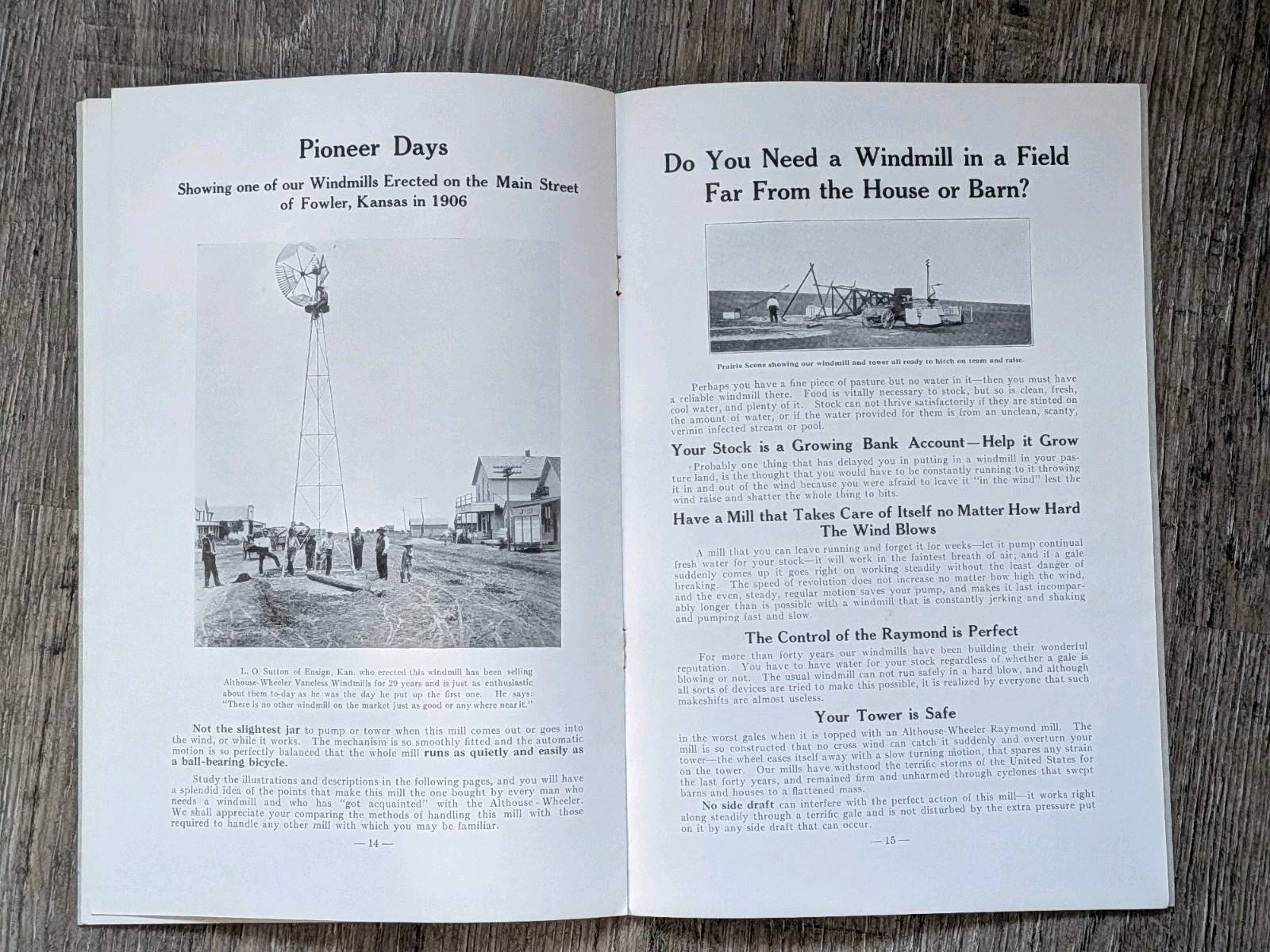 Advertising ALTHOUSE WHEELER WAUPUN Wisconsin Windmill Sales Brochure Catalog