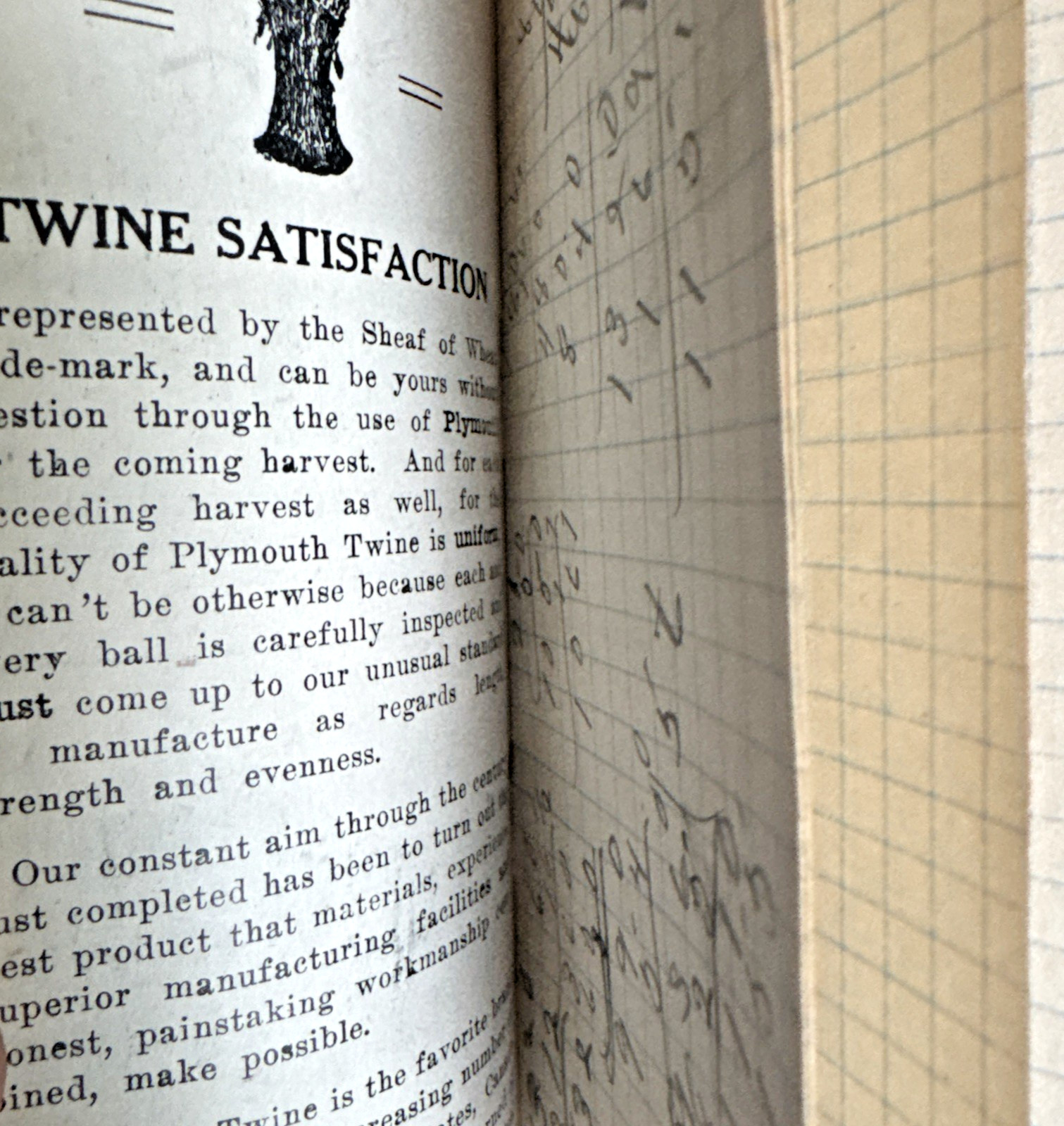 1925 Plymouth Binder Twine Memo Book Plymouth Cordage Farm Advertising
