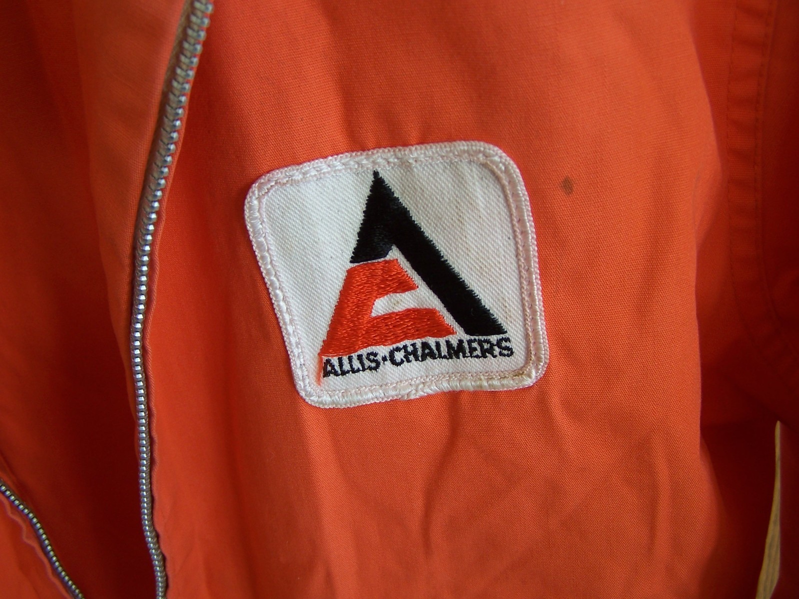 Allis Chalmer Orange Long Sleeve Vintage tractor Jacket Medium Heavy Shirt M