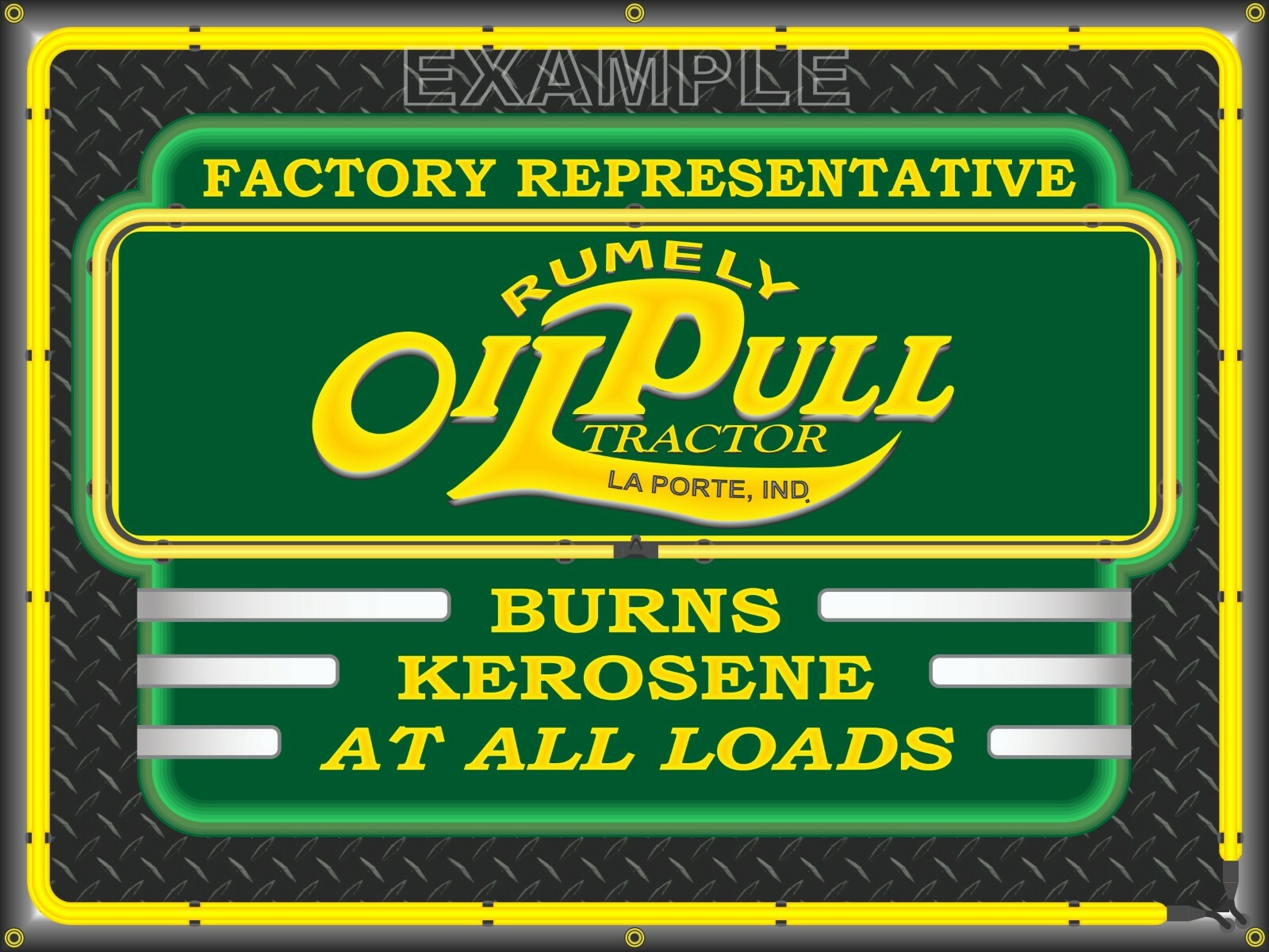 RUMELY TRACTOR OIL PULL TRACTOR DEALER OLD SIGN REMAKE BANNER MURAL GARAGE SHOP