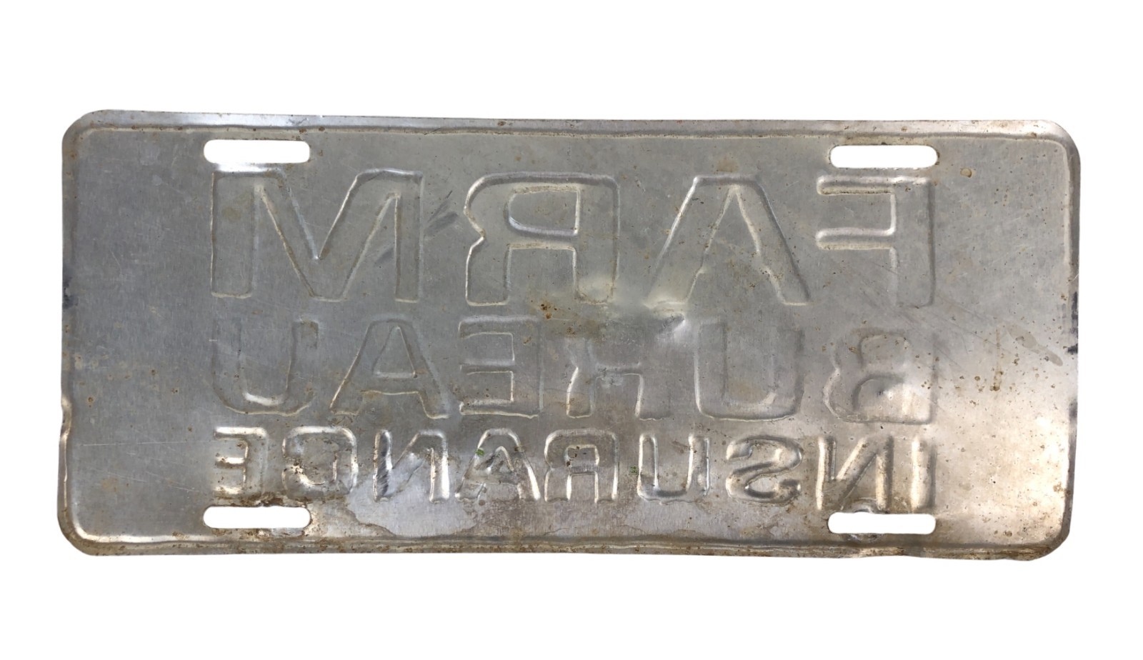 Vintage Farm Bureau Insurance Metal Fence Sign 12 x 5&Prime; Green & White
