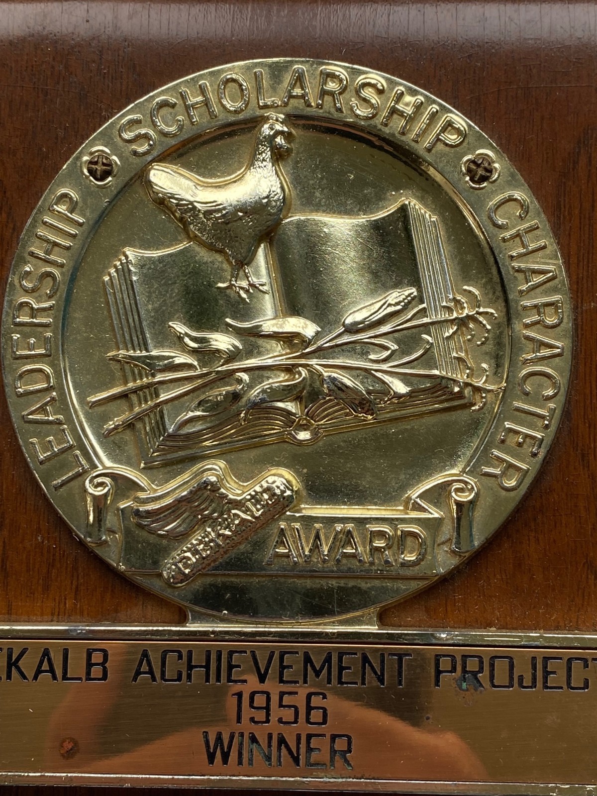 VINTAGE * DEKALB ACHIEVEMENT PROJECT 1956 WINNER * PLAQUE * HIGH SCHOOL * RARE