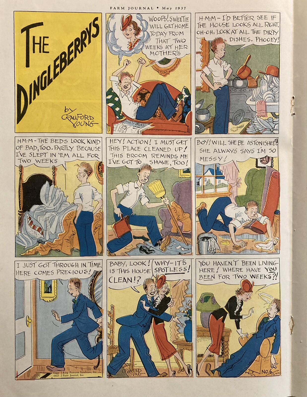 1937 AD.(XH60)~MAY 1937 FARM JOURNAL COMICS~DINGLEBERRY’S, DEEDIE-DICKIE ETC.