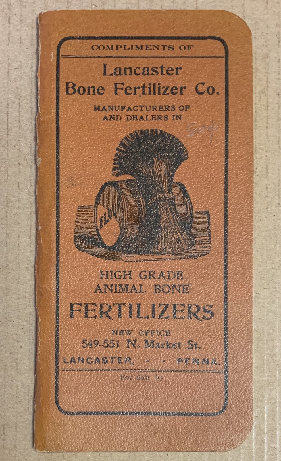 Lancaster Bone Fertilizer Co 1910 antique note book advertising PA animal 38 pg